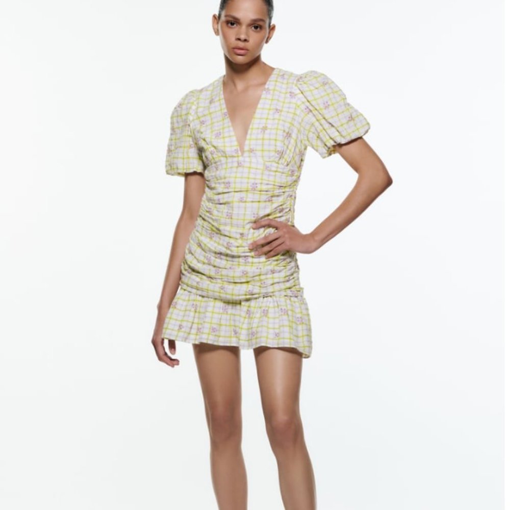 ZARA Checkered Draped Dress